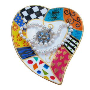 TUTTI Heart Shaped Plate in hand painted bone china, gift boxed