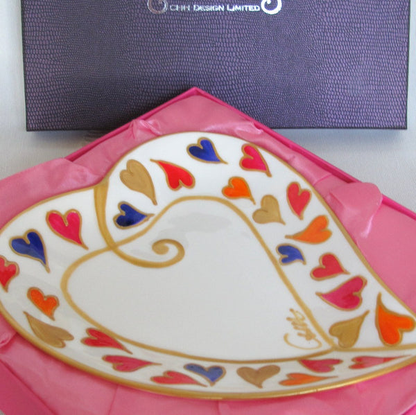 Heart Shaped Plate - Hand Painted Bone China, gift boxed - HEARTS