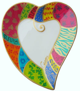 LOVE Heart Shaped Plate in hand painted bone china, gift boxed