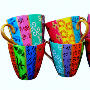 Cappuccino Cups - Set of 6 Hand Painted Bone China, gift boxed - TSARINA