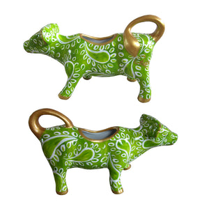 Cow Creamer Jug - Hand Painted Porcelain, gift boxed - LIME PARFAIT