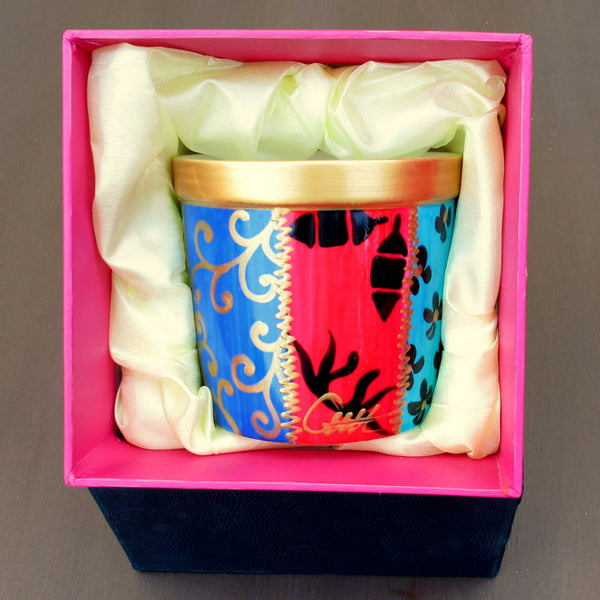 Candle Holder - Hand Painted Bone China. gift boxed - DIVERSITY II