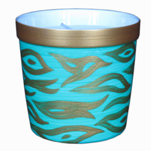 EMERALD ZEBRA - Luxury Scented Candle in Hand Painted Bone China Porcelain Candle Holder