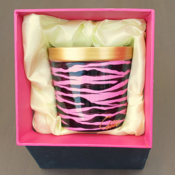 PINK TIGER  - Mother's Day Luxury Scented Ceramic Candle in Holder of 42% Bone China entirely Hand Painted