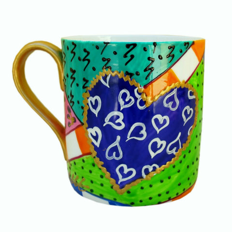 Coffee / Tea Mug - Hand Painted Bone China, gift boxed - CARNIVAL