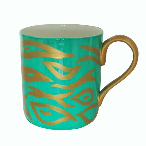 Coffee / Tea Mug - Hand Painted Bone China, gift boxed - EMERALD