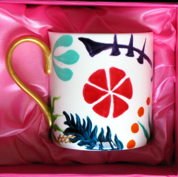 Coffee / Tea Mug Single - Hand Painted Bone China - GEO