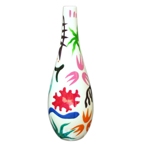 Oil Bottle with Pourer - Hand Painted Porcelain, gift boxed - GEO