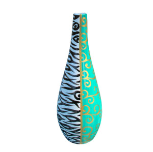 ZEBRA SCROLL  Painted Olive Oil Bottle with Pourer