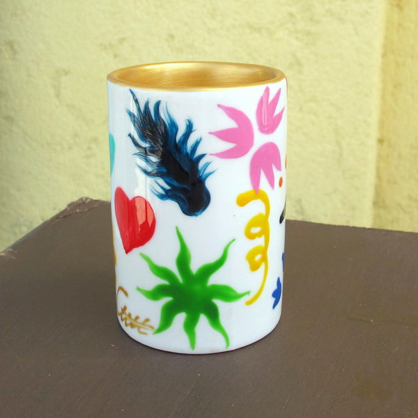 GEO  Hand Porcelain Pillar Tea Light Holder, gift boxed