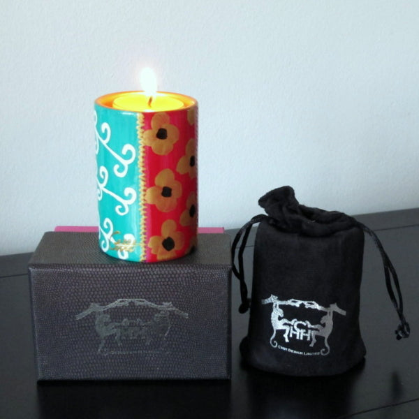 Pillar Tea Light Holder (ONE) - Hand Painted Porcelain, gift boxed - TSARINA