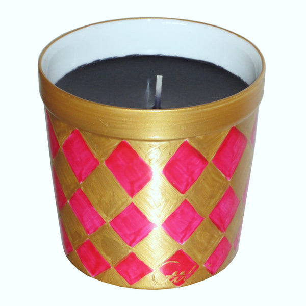 PINK DIAMONDS Luxury Scented Candle in Hand Painted Bone China Porcelain Candle Holder
