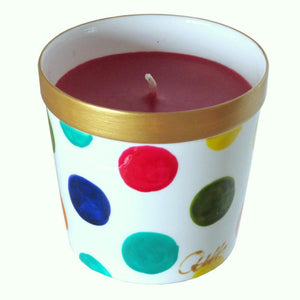 Scented Candle - Hand Painted 42% Bone China, gift boxed - SPOTS